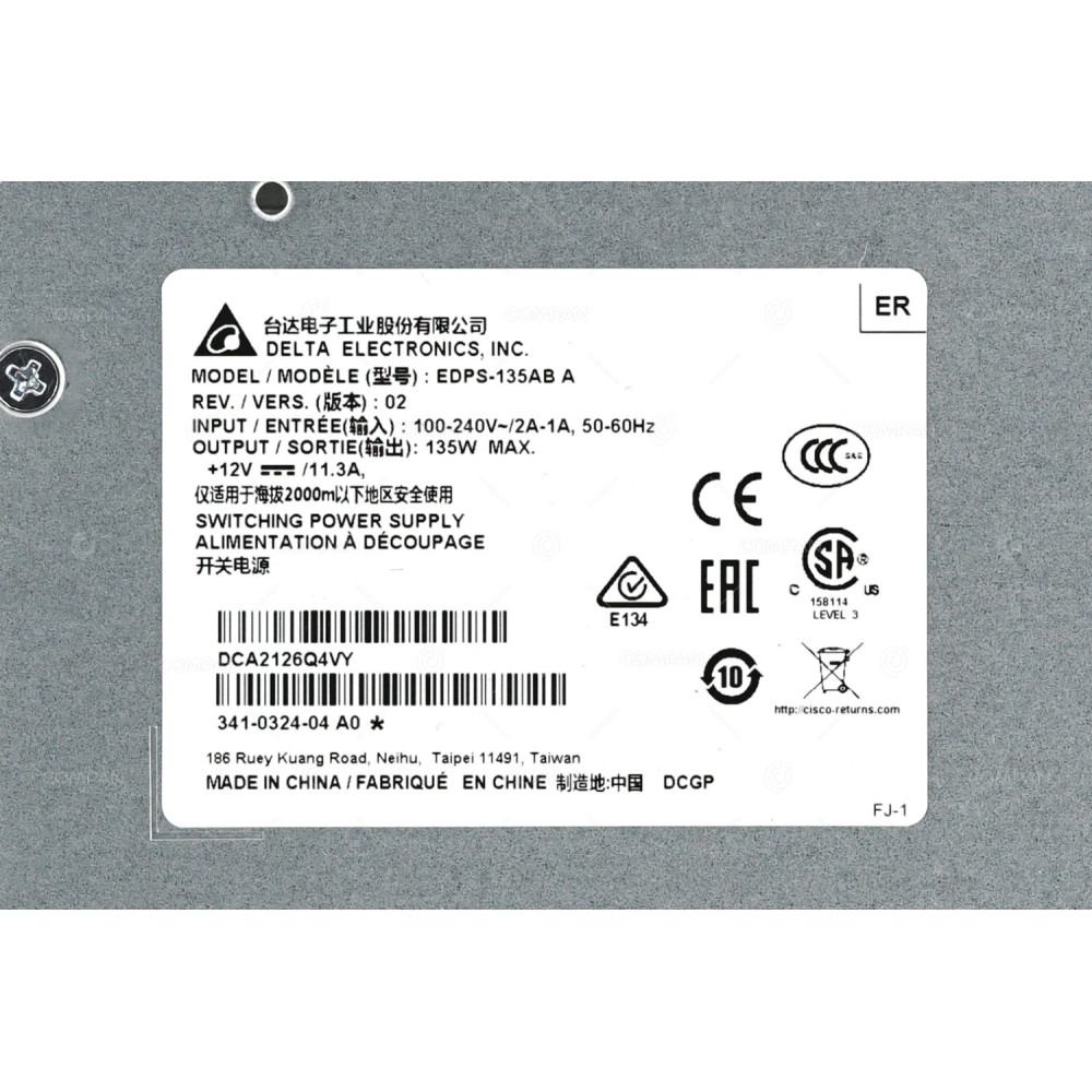 341-0324-04 CISCO 135W POWER SUPPLY FOR CISCO ROUTER 1941 2901